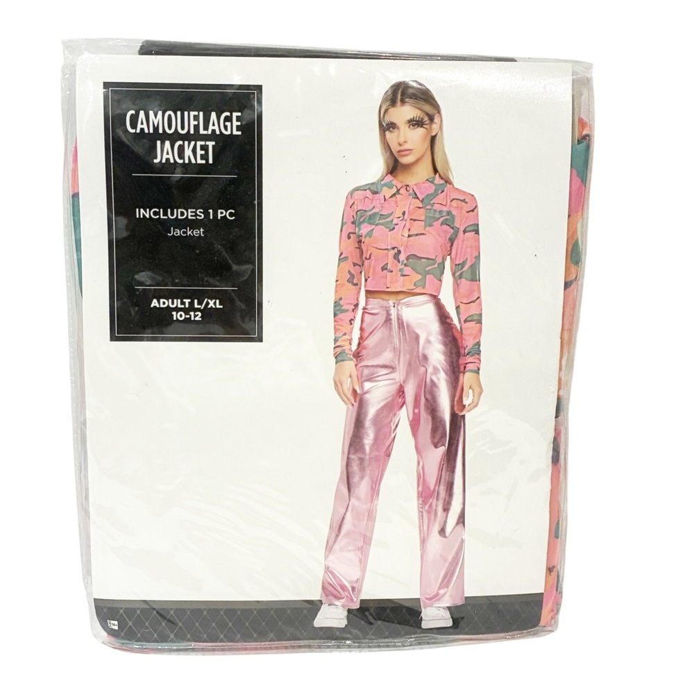 Camouflage Jacket Pink Green Women's L/XL 10-12 Costume Cosplay Coat NEW‎